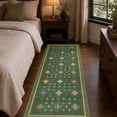 thumbnail image 2 of TURCURNO 2x6 Runner Rug, Vintage Boho Washable Runner Rug Distressed Rug Indoor Retro Carpet for Hallway Entryway Bedroom, Low Pile Non Slip Indoor Rug, Olive Green, 2 of 11