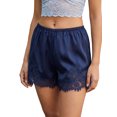 thumbnail image 1 of Shorts casuales de verano para mujer con cintura elástica, ribete de encaje y pernera ancha., 1 of 8