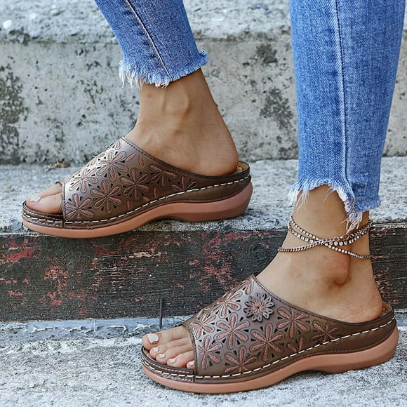 jsaierl Summer Ladies Embroidered Sandals Casual Footwear Casual Roman Slippers