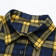 thumbnail image 3 of Nuevo otoño mujer camisa de tartán a cuadros de gran tamaño botones bolsillo cuello vuelto manga MABOTO Camisa, 3 of 7