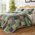thumbnail image 2 of Greenland Home Jasmin - Vintage Boho - Cotton-Rich Quilt Set, Jade, 3-Piece King/Cal King, 2 of 7