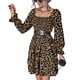 thumbnail image 5 of Vestido De Cintura Alta Vestido De Fiesta Vestido Elástico Vestido De Mujer Patrón De Leopardo De Una Pieza Cuello Cuadrado Manga Larga Cintura Elástica Alta Para El Hogar ANGGREK Otros, 5 of 7