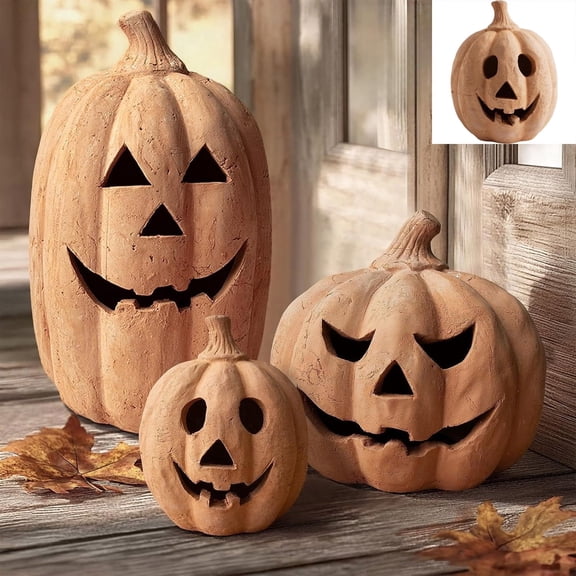 Halloween Outdoor Decor Handmade Pumpkin,Resin Pumpkin Fall Halloween Decorations Autumn Farmhouse Table Decoration for Home Porch Front Door
