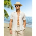 thumbnail image 6 of Youclos Men's Short Sleeve Textured Linen Shirts Hawaiian Button Down Shirts, 6 of 7