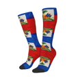 thumbnail image 2 of Women's Knee High Socks Haitian Flag Thermal Soft Knee Long Socks, 2 of 7