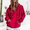 thumbnail image 5 of Yokua Women's Oversized Hooded Quarter Zip Long Sleeve Sweatshirt Fashion Solid Color Pullover, 5 of 9