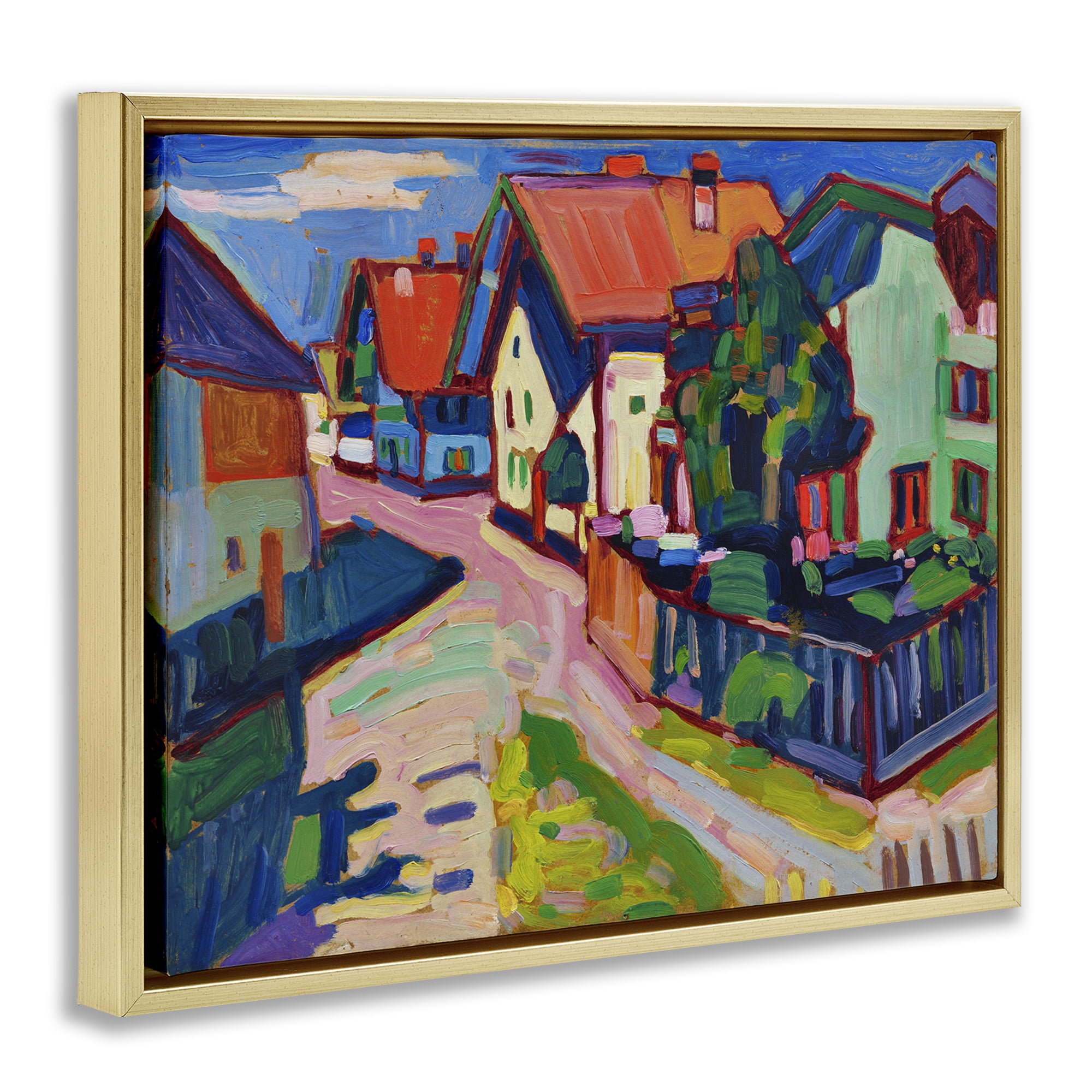 Stupell Industries Kandinsky Murnau Landscape Scenic & Cityscapes Painting Gold Floater Framed Canvas Art Print Wall Art, 31 x 25