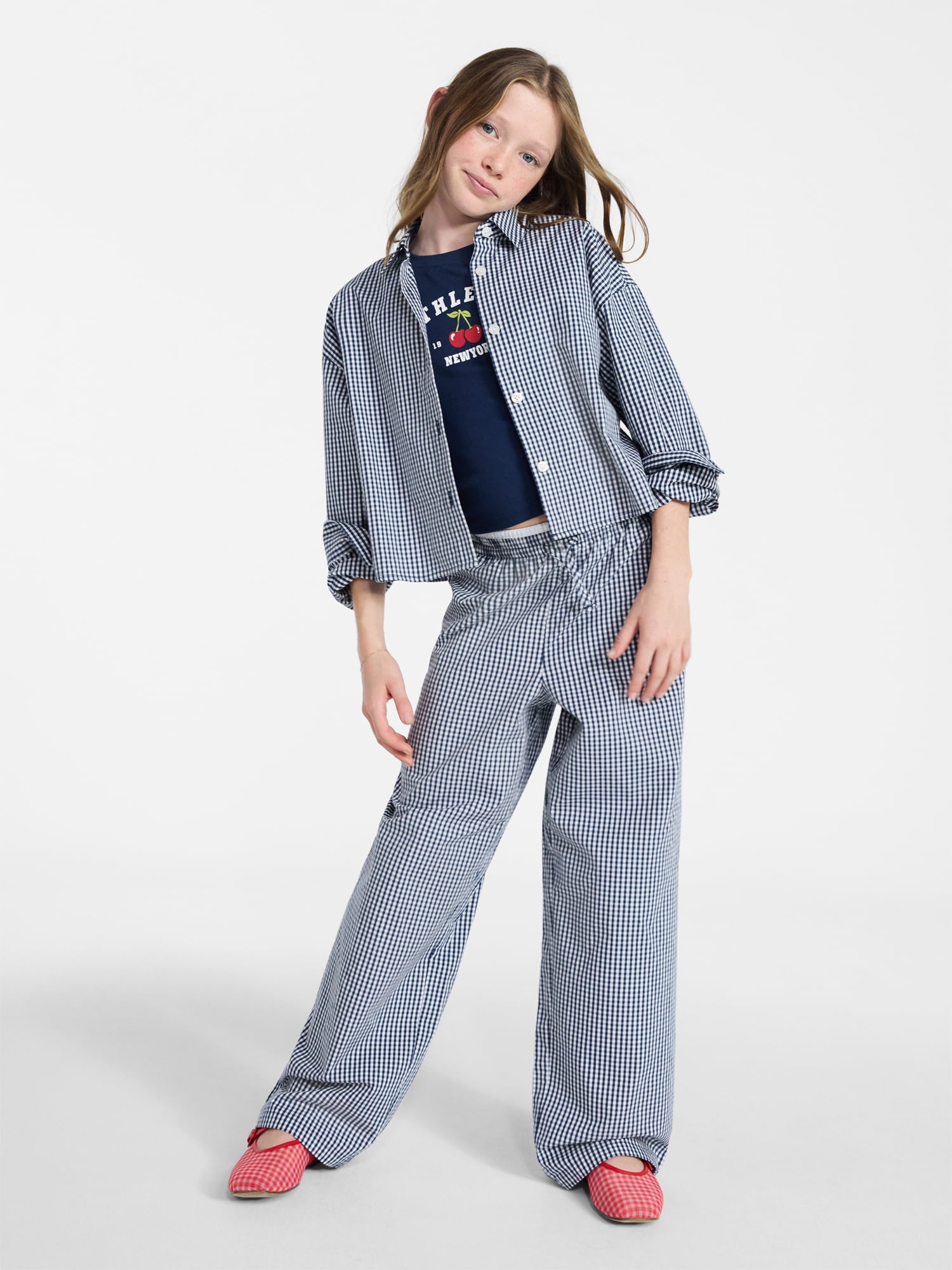 Weekend Academy Girls Button Up Shirt with Long Sleeves, Sizes 4-18