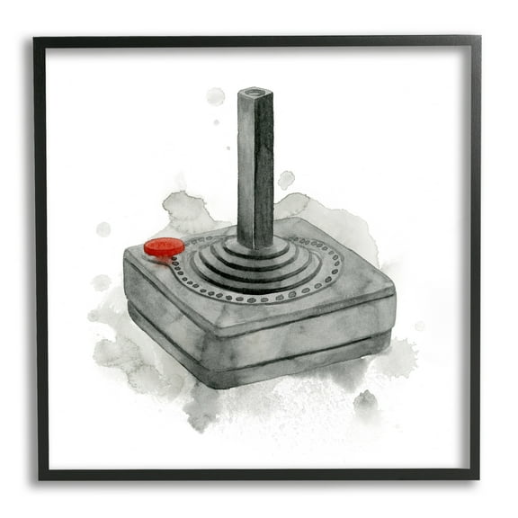 Stupell Industries Vintage Video Game Joystick Art for Kids Painting Black Framed Art Print Wall Art