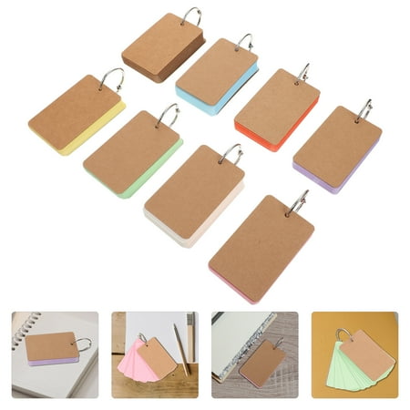 

8 Books Iron Ring Handwriting Hard Blank English Word Card Loose-leaf Book Memory Card