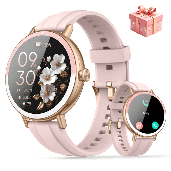 Cillso Smart Watch for Woman, Answer/Make Calls, 1.27" HD Round Screen, 110  Sport Modes, IP68 Waterproof, Bluetooth Fitness Activity Tracker for iOS & Android, Ideal Gift, Pink