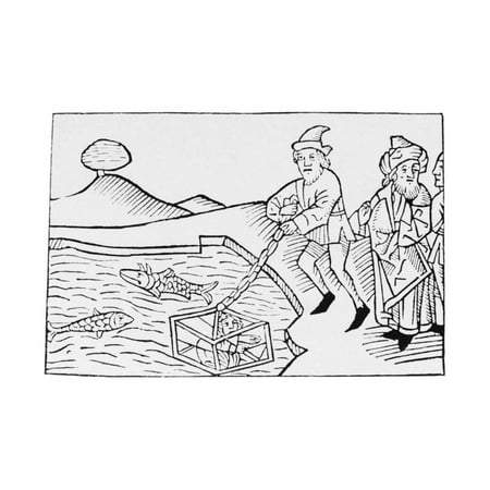 - Woodcut of Alexander the Great in a Diving Bell Print Wall Art