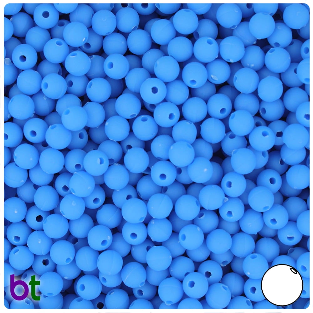 BeadTin True Blue Matte 6mm Round Plastic Beads (500pcs)