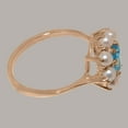 thumbnail image 4 of LBG British Made 18k Rose Gold Natural Blue Topaz & Cultured Pearl Womens Engagement Ring - 33 size options - Size 9.75, 4 of 6
