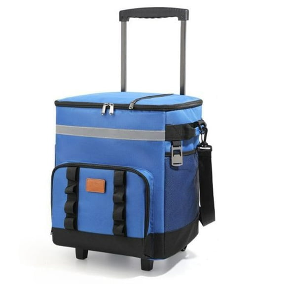Fmxomd Cooler with Wheels and Handle 35L Rolling Cooler Portable Collapsible Soft Cooler Bag with Wheels - Leak-proof Insulated Wheeled Cooler for Beach Camping Patio Travel