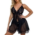 thumbnail image 4 of Lingerie Aguichant pour Femmes Robe Ouverte en Dentelle Nuisette en Résille avec String, 4 of 9