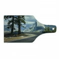 thumbnail image 1 of Yosemite Cutting Board, Landscape Picture of a Winding Road in the Mountains El Capitan, Decorative Tempered Glass Cutting and Serving Board, Wine Bottle Shape, Green, by Ambesonne, 1 of 1