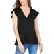 thumbnail image 1 of Michael Kors Blusa con volantes y mangas onduladas para mujer, negro, XS, 1 of 1
