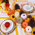 thumbnail image 5 of 36 Calabazas Artificiales - Tres Colores, Surtido de Calabazas Blancas, Naranjas y Verdes Calabazas Falsas Cosecha de Otoño, Decoración de Mesa para Fiesta de Bodas de Acción de Gracias de Halloween, 5 of 5