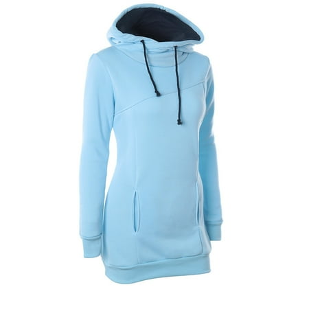

asdoklhq Maternity Dress Women s Casual Long-sleeve Pocket Pullover Hoodie Dress Waist Sweatshirt Solid Dress
