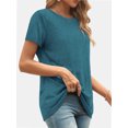 thumbnail image 5 of Womens Short Sleeve Basic Shirts Crewneck Tees Loose Fit Fashion Tops Casual Summer Clothes, 5 of 7