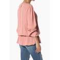 thumbnail image 4 of TheMogan Women's S~XL Puff Long Sleeve Shirred Drop Waist Chiffon Ruffle Peplum Blouse, 4 of 7