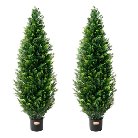 2 Pack 4' Artificial Cedar Topiary Tree Faux Plant UV Decor In/Outdoor 48 inch