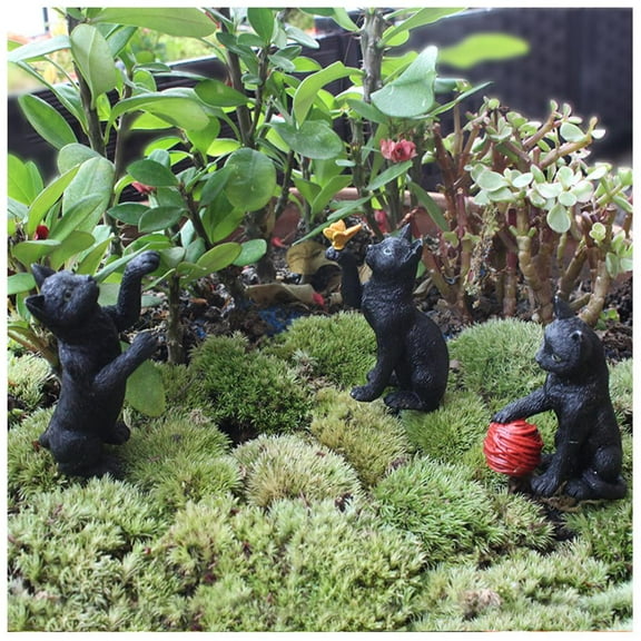 FitBest 6pcs Resin Cat Luminous Garden Landscape DIY Decorations,Micro Ornaments