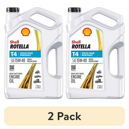 (2 pack) Shell Rotella T4 Triple Protection 15W-40 Diesel Engine Oil, 1 Gallon