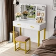 thumbnail image 4 of Semiocthome Vanity Table with 10 Led Lights, Makeup Desk with Lighted Mirror,Modern Dresser for Bedroom White Finish, 4 of 10