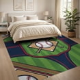 thumbnail image 3 of ODIKA 8'x10' Washable Area Rug Durable, Non-Slip Design With Crossed Bats Ball And Stitched Seam Accents Baseball Field Sport for Living Room, Under Sectional, Family, 3 of 7