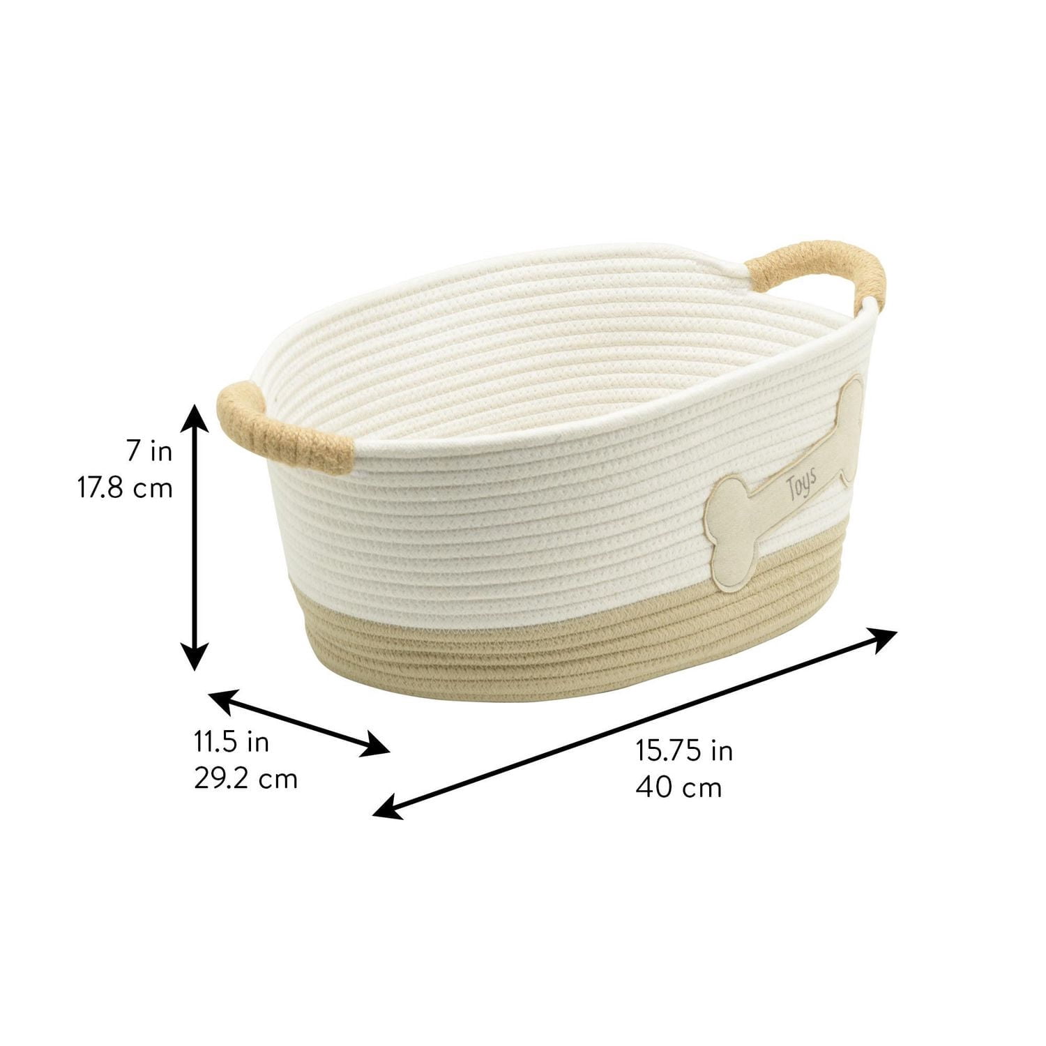 Cotton Rope Storage Basket, Pet Theme with Dog Bone Shaped Toys Patch