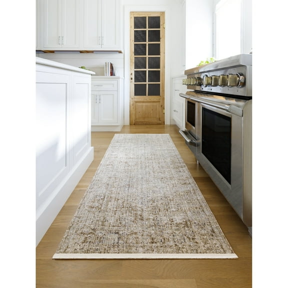 Livabliss x Becki Owens Margaret Medallion Washable Area Rug,5'3" x 7'10",Taupe/Brown