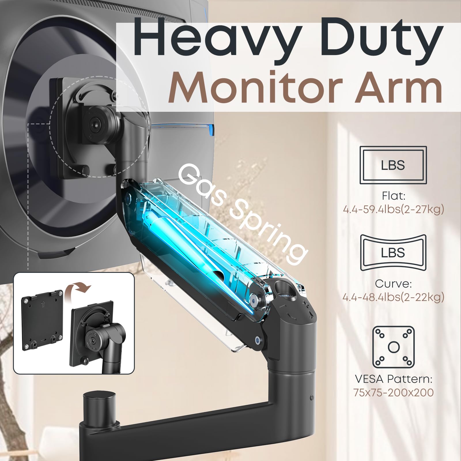 PUTORSEN 24-57 inch Dual Vertical Monitor Mount, Heavy Duty Monitor Arm for 2 Monitors, up to 59.4 lbs, Extra Tall/Wide Adjustable, Premium Aluminum Dual Monitor Desk Mount, VESA 75x75-200x200 mm