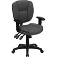 thumbnail image 1 of Mid-Back Gray Fabric Multifunction Ergonomic Swivel Task Chair with Pillow Top Cushioning and Arms, 1 of 6