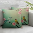 thumbnail image 3 of Creowell Cherry Blossoms Throw Pillow Covers Bird Spring Blooming Flowers Sakura Green Background Square Pillowcases for Home Decor Sofa Car Bedroom Pillow case White, 3 of 5