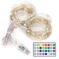 thumbnail image 2 of Guirnalda de luces LED RGB de 16 colores y 200 LED con cable de cobre, control remoto IR, temporizador, resistente al agua, 20 m/65,6 pies, 2 of 14