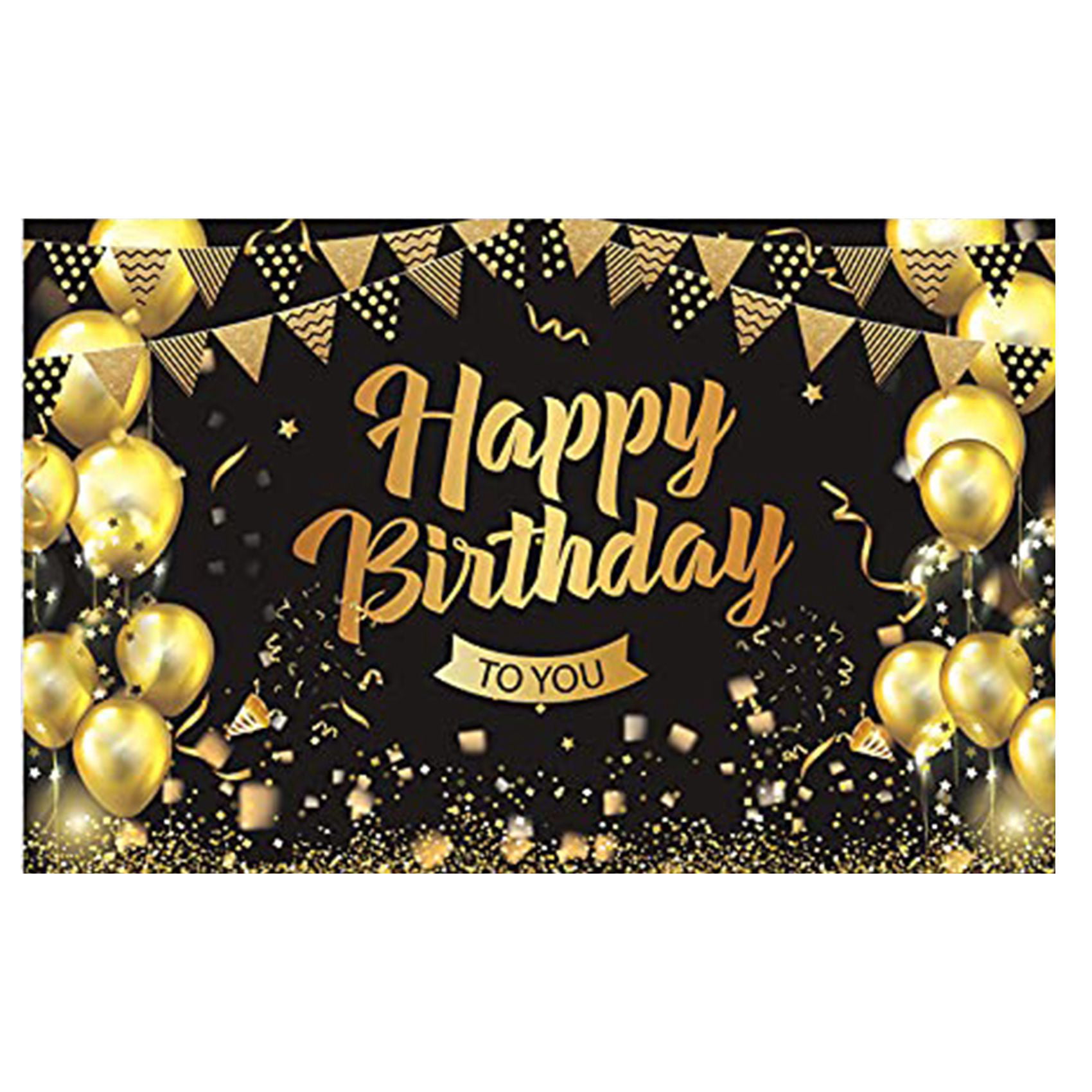 Birthday Decorations, Black Gold Background Birthday Man and Woman Happy  Birthday Banner Poster, Birthday Decoration 