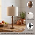 thumbnail image 3 of Oneach 20.5" Resin Table Lamps for Bedroom Lamps Set of 2 Retro Brown Farmhouse Bedside Nightstand Lamp, 3 of 9