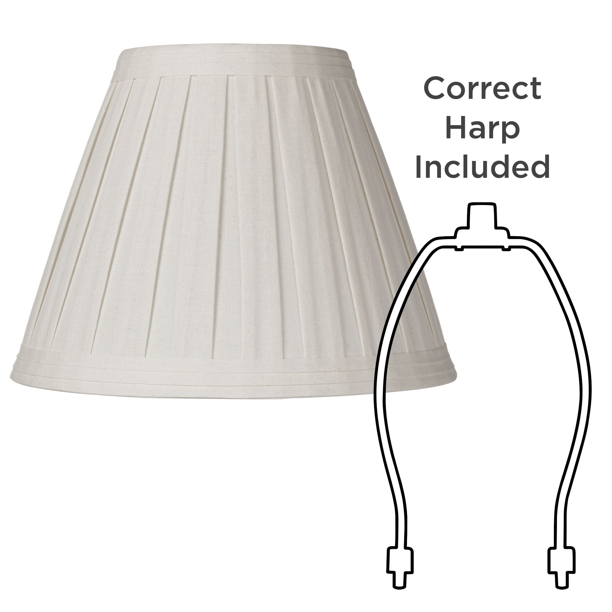 Springcrest Creme Linen Medium Box Pleat Lamp Shade 7" Top x 14" Bottom x 11" High (Spider) Replacement with Harp and Finial