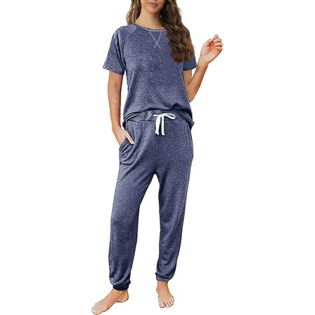 

CoCopeaunt Womens Sweatsuits 2 Piece Outfit Sweatpants Loungewear Jogger Pajama Set Long Sleeve Pullover Drawstring Pants