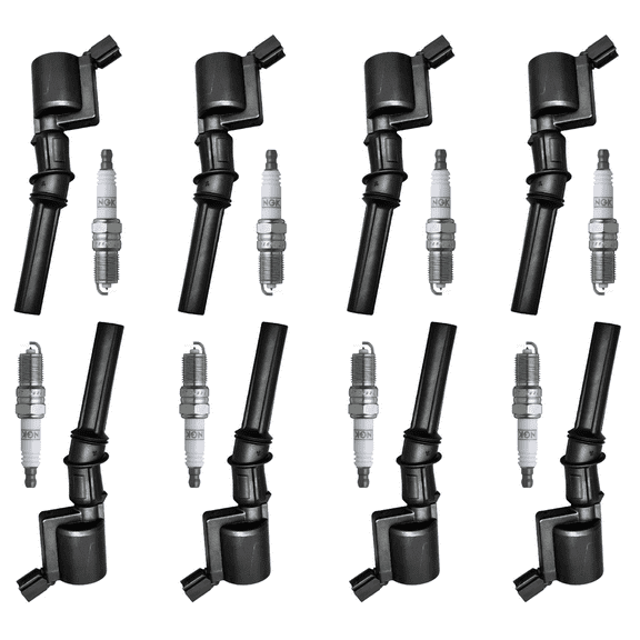 Set of 8 ISA Ignition Coil and 8 NGK Spark Plugs Compatible with  1997-2003 Ford F-150 4.6L Replacement for FD503