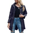 thumbnail image 3 of Defitshape Women's Long Sleeve Anorak Waterproof Raincoat Long High Neck Spring Fitted Warm Smooth Full Zip Rain Coat Navy Blue, 3 of 4