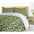 thumbnail image 5 of Ambesonne Botanical Duvet Cover Set, Summer Tone Palm Hibiscus, 2-Calking, Yellow Navy Blue, 5 of 7