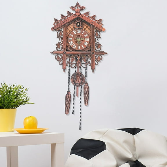 Retro Wall Clock, Wooden Cuckoo Clock for Indoor Brown