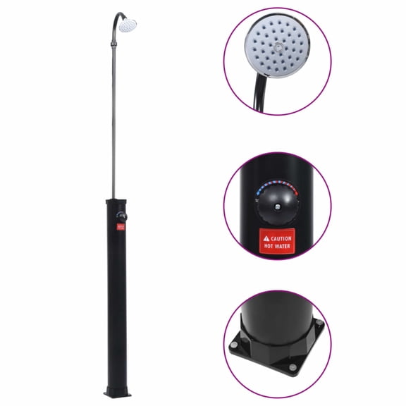 Casafoyer Garden Solar Shower Black 84.6" 2.1 gal