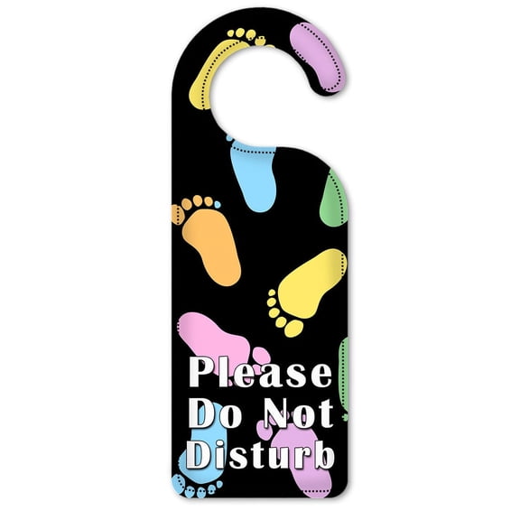 Do Not Disturb Door Knob Hanger Sign - Colorful Foot Print Toss