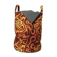 thumbnail image 1 of Abstract Laundry Bag, Surreal Floral Pattern with Swirls Curves Foliage Design with Warm Colors, Basket with Handles Drawstring Closure for Laundromats, 13" x 19", Yellow Orange Black, by Ambesonne, 1 of 4