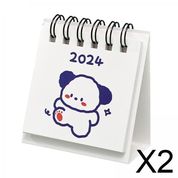 2xStanding Flip 2024 Calendario De Escritorio Mini Calendario De Escritorio Para Escritorio Oficina Cachorro