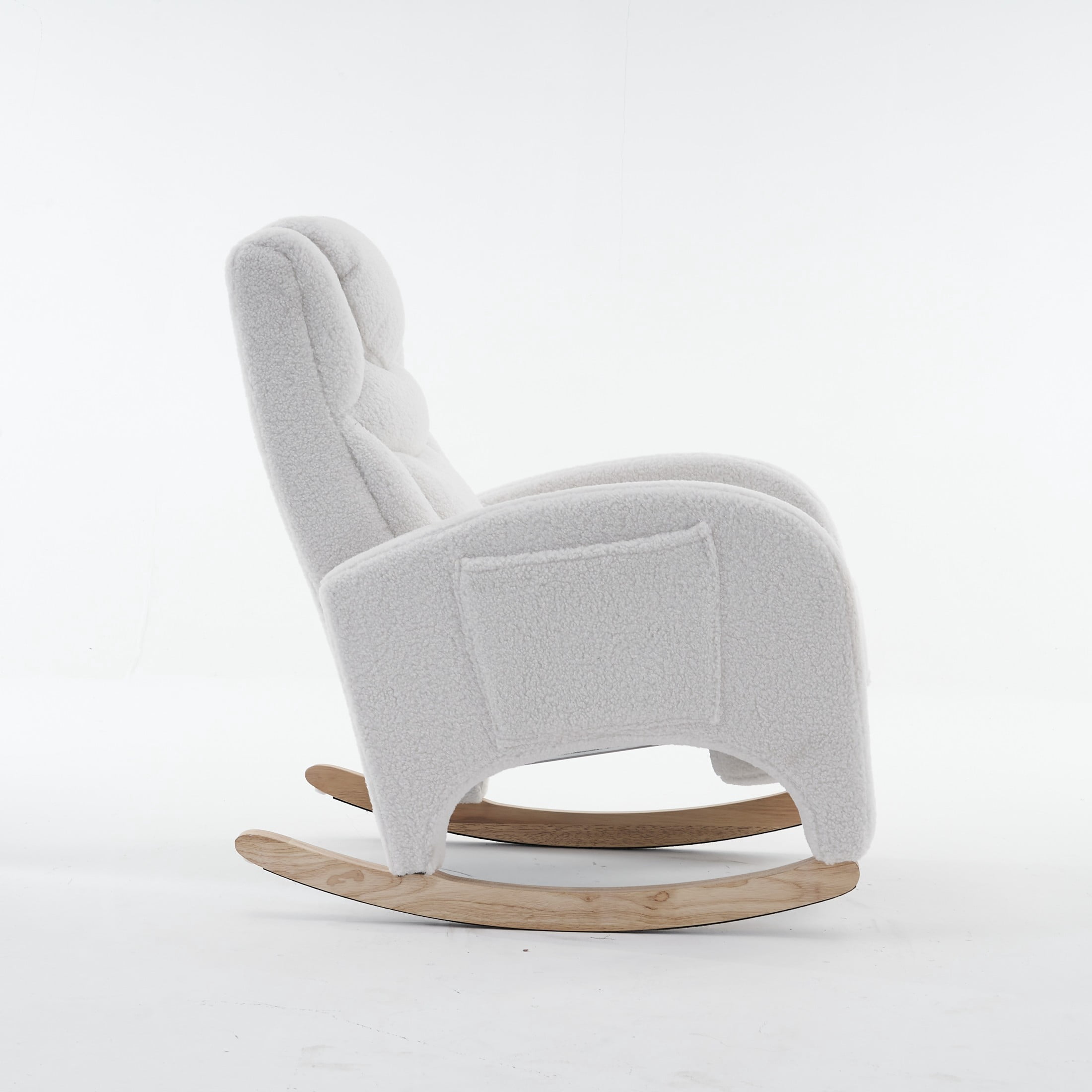Noble House Caldren Upholstered Glider Rocking Chair, Reclining Nursery Armchair with Adjustable Footrest, Ivory
